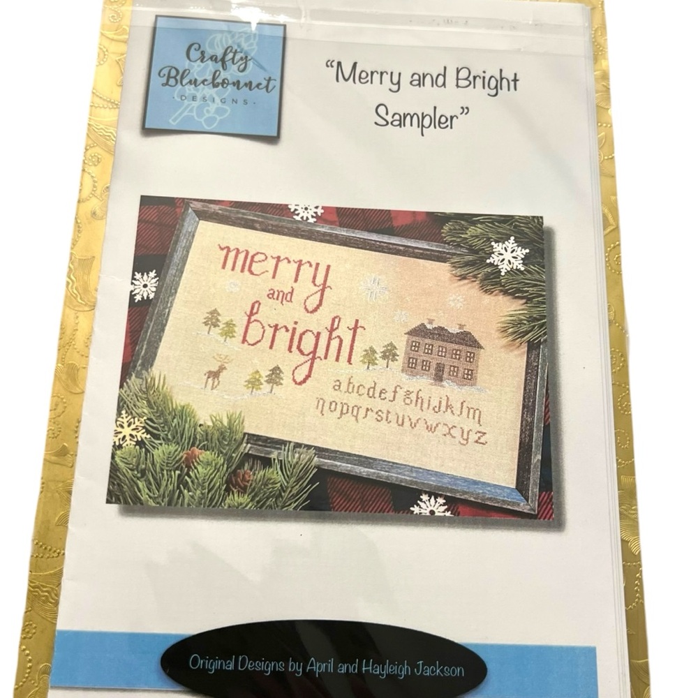 Merry And‎ Bright Sampler Cross Stitch Crafty Bluebonnet Designs Christmas NEW